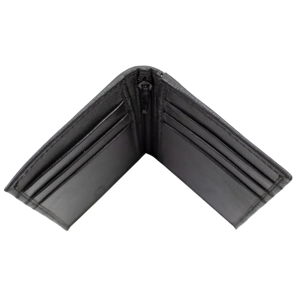 Black Genuine Leather Men's Bifold Credit Card Case Mini Card Wallet